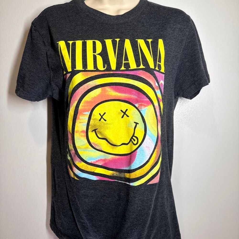 Nirvana Women's Grey and Black T-shirt